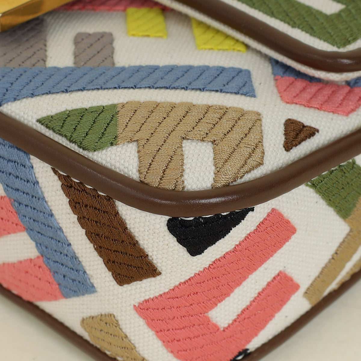 Fendi Multicolor Embroidered Mini Baguette Bag