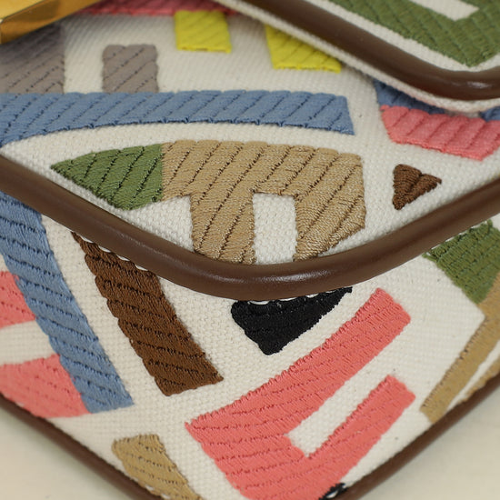 Fendi Multicolor Embroidered Mini Baguette Bag