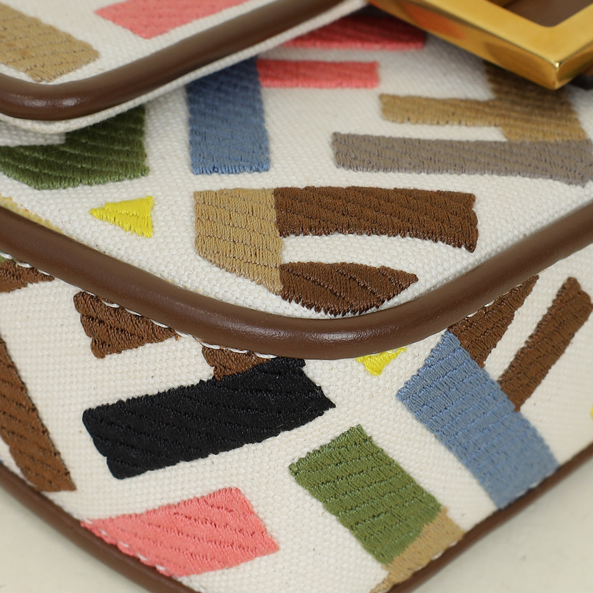 Fendi Multicolor Embroidered Mini Baguette Bag