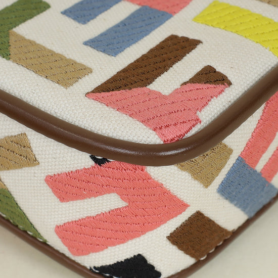 Fendi Multicolor Embroidered Mini Baguette Bag