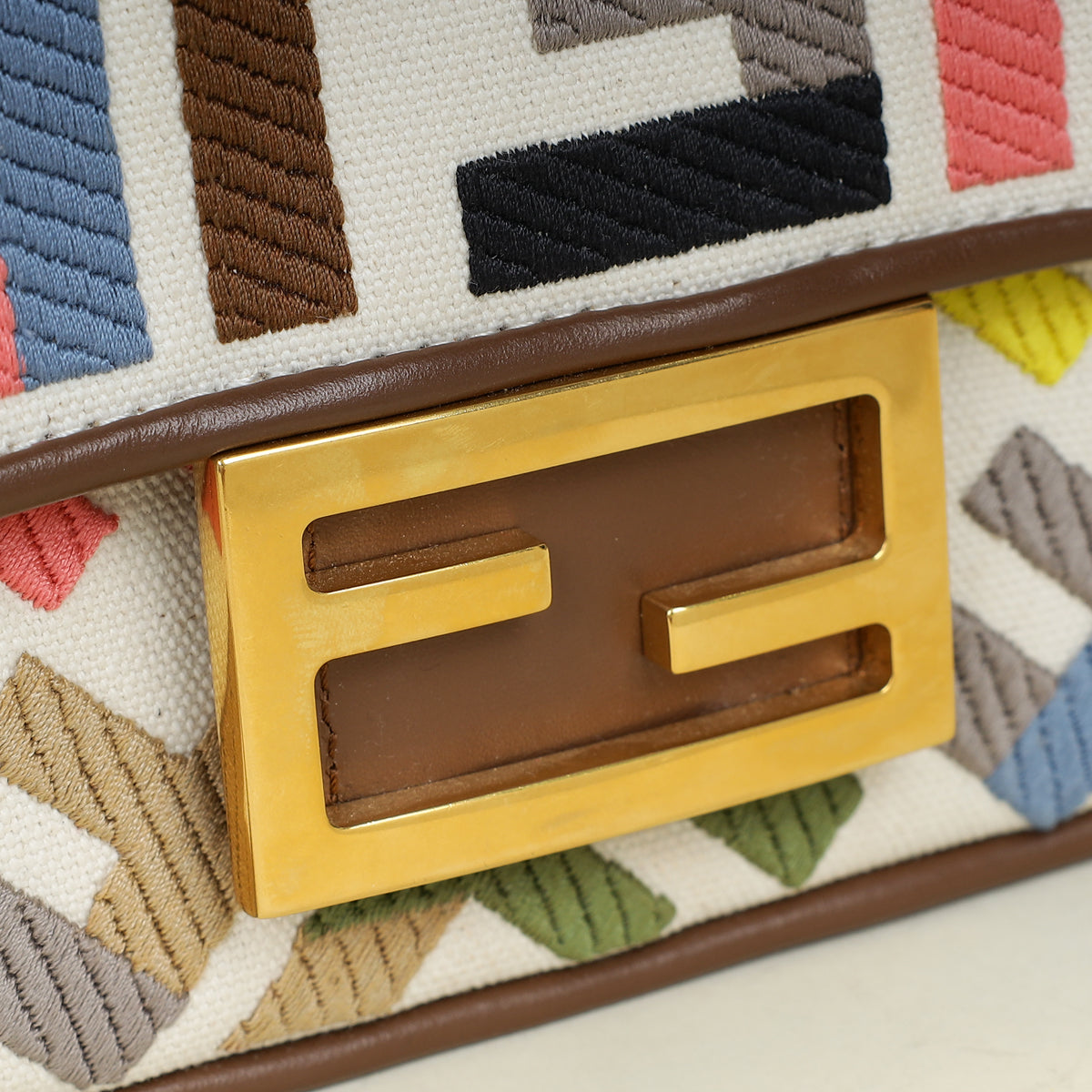 Fendi Multicolor Embroidered Mini Baguette Bag