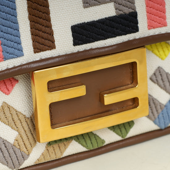 Fendi Multicolor Embroidered Mini Baguette Bag