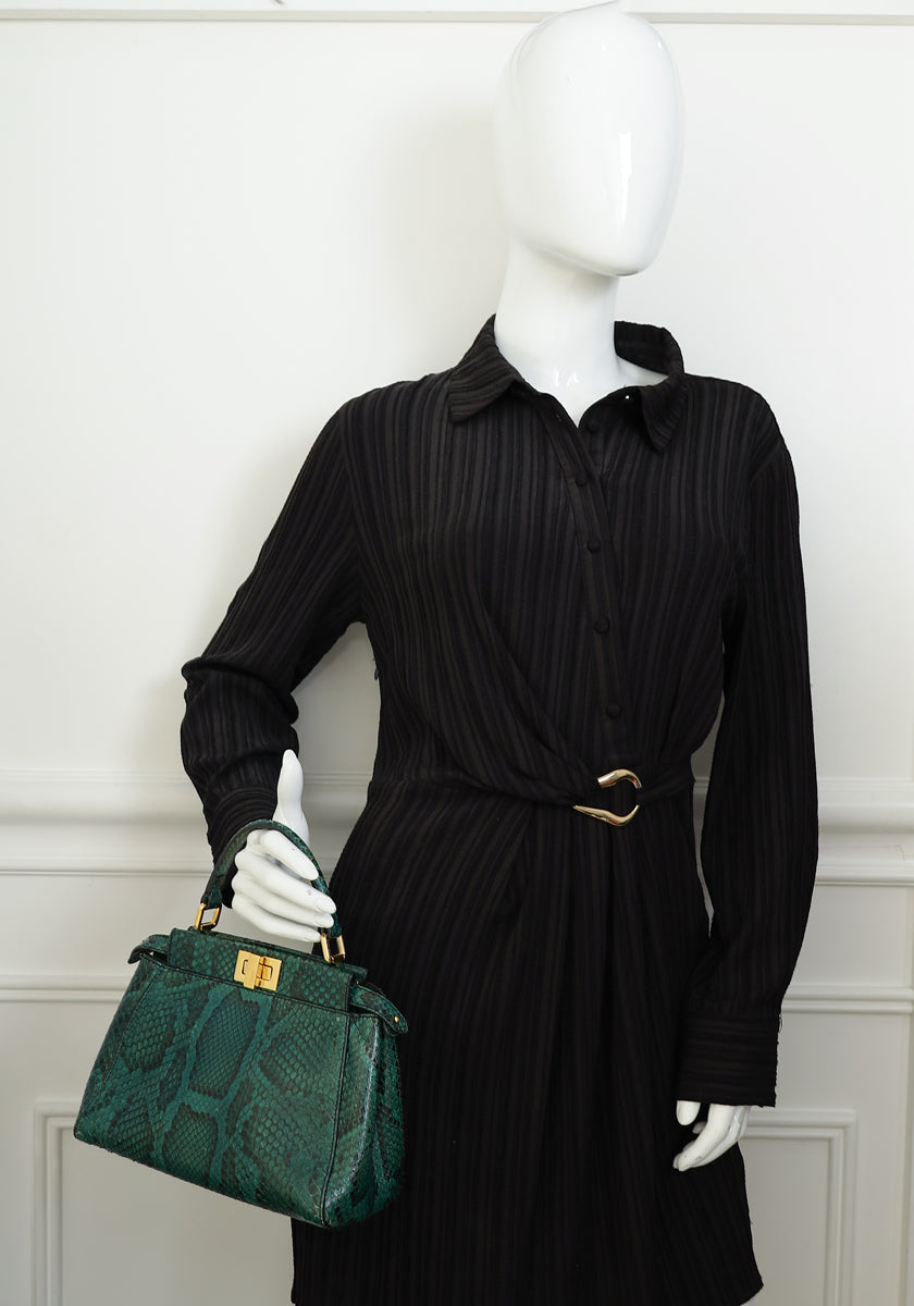 Fendi Green Python Peekaboo Mini Bag THE CLOSET Fendi Green Python Peekaboo Mini Bag THE CLOSET