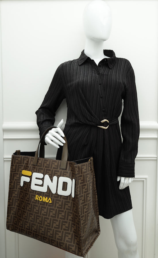 Fendi Tricolor Zucca Mania Glazed Shopping Tote Large Bag
