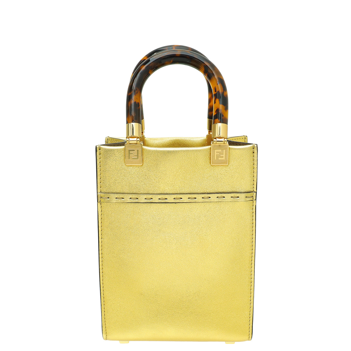 Fendi Metallic Gold Mini Sunshine Shopper Bag-Fendi-THE CLOSET