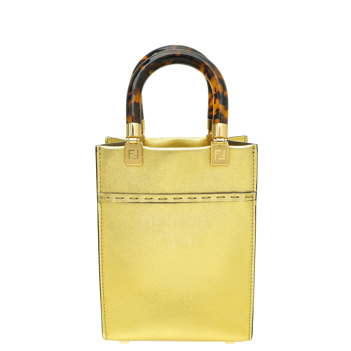 Fendi Metallic Gold Mini Sunshine Shopper Bag