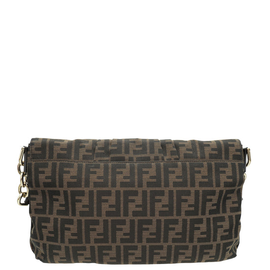 Fendi Tobacco Zucca Mia Flap Large Shoulder Bag-Fendi-THE CLOSET