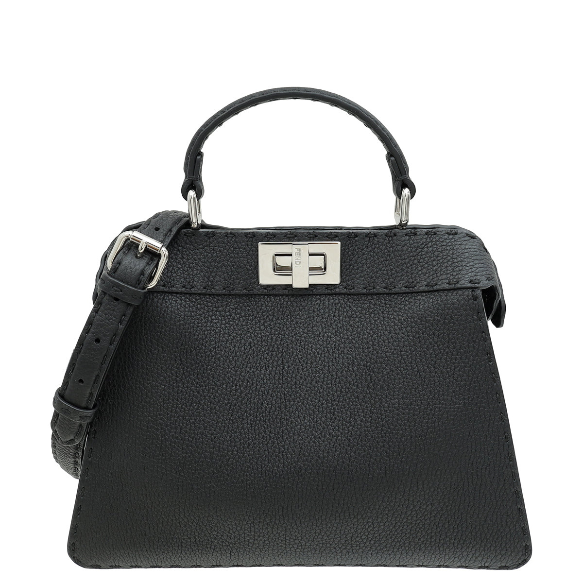 Fendi Black Cuoio Selleria Peekaboo ISeeU Small Bag-Fendi-THE CLOSET