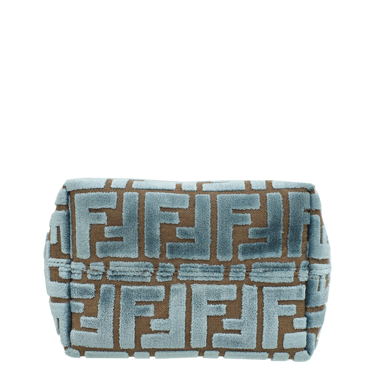 Fendi Light Blue FF Jacquard Velvet Roll Mini Bag