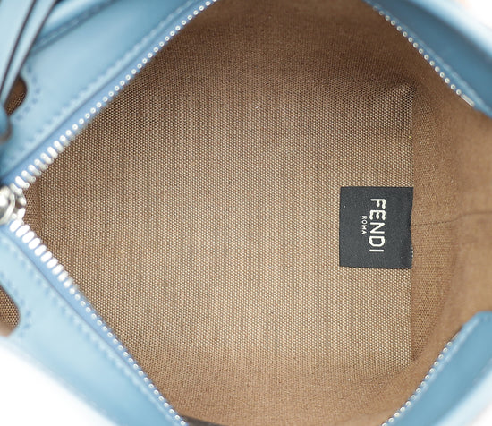 Fendi Light Blue FF Jacquard Velvet Roll Mini Bag