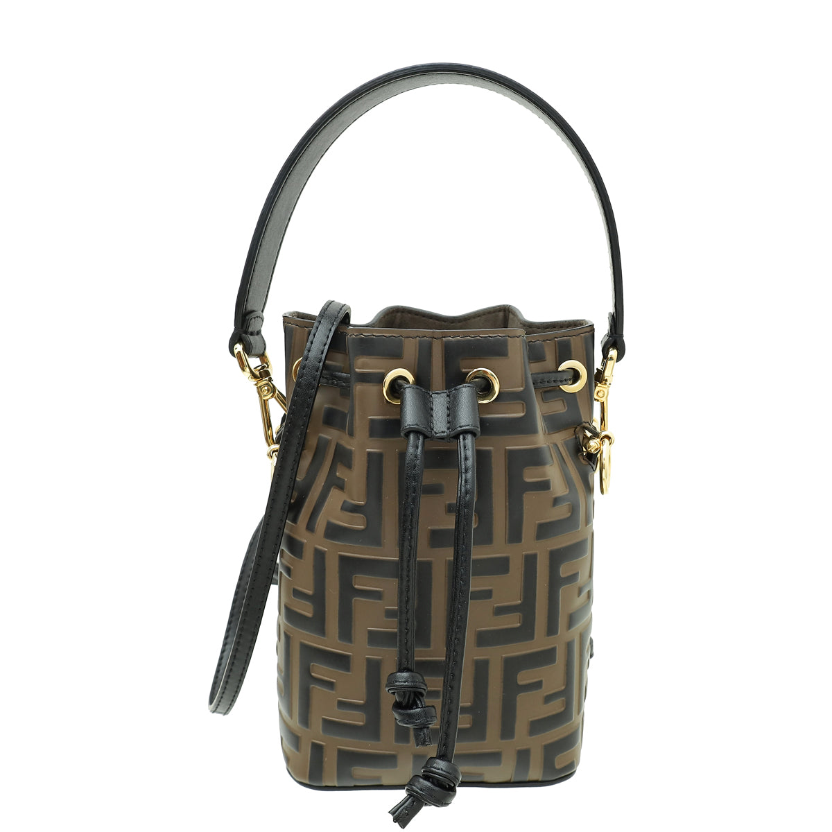 Fendi Tobacco FF Zucca Embossed Mon Tresor Mini Bucket Bag