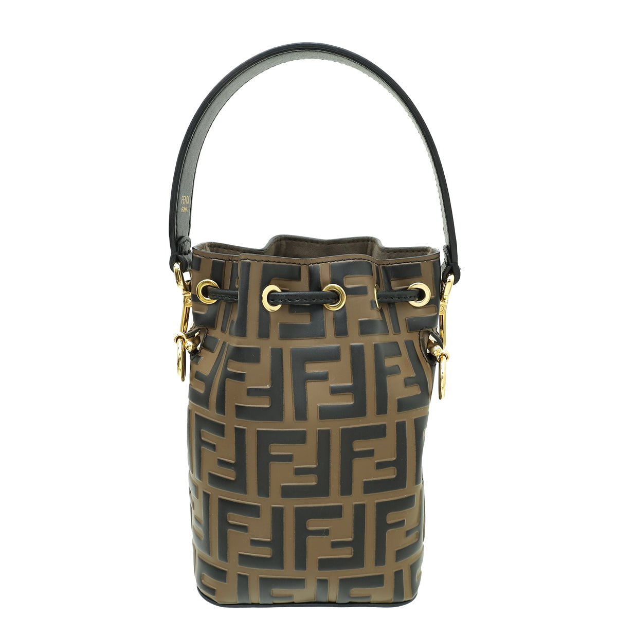 Fendi Tobacco FF Zucca Embossed Mon Tresor Mini Bucket Bag