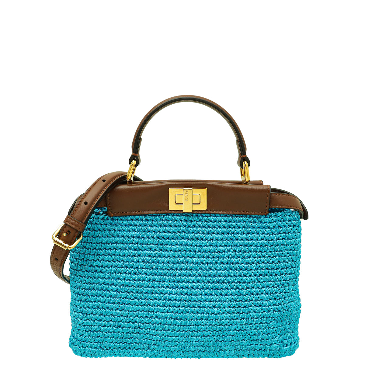 Fendi Bicolor Peekaboo Cotton Crochet Mini Bag