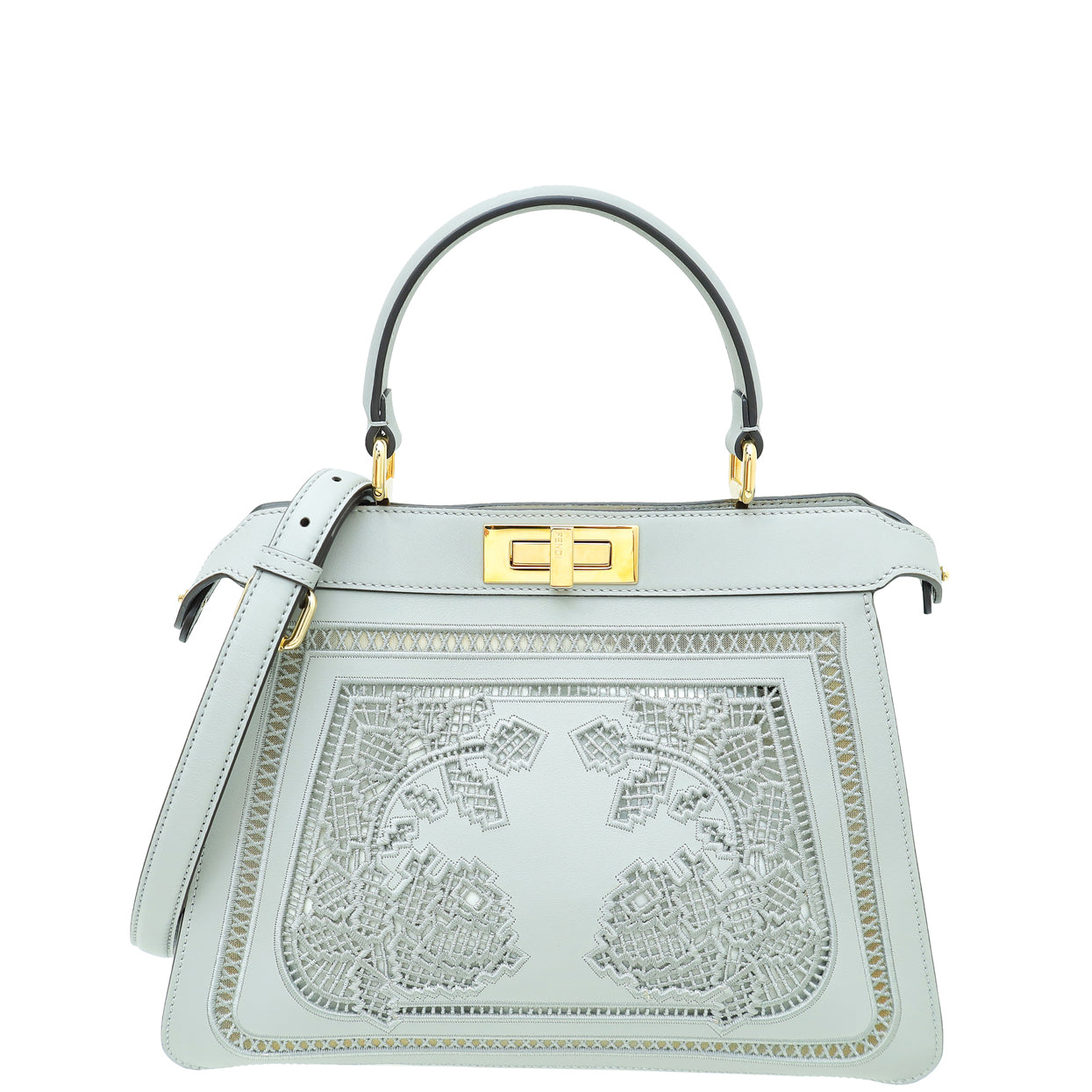 Fendi Grey Peekaboo Embroidered Regular Bag-Fendi-THE CLOSET