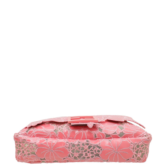 Fendi Pink Baguette Embroidered Medium Bag