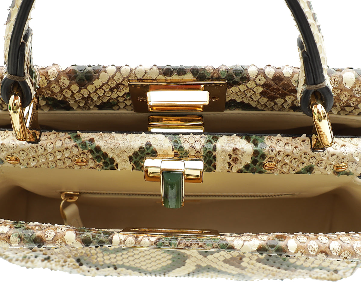 Fendi Beige Python Peekaboo Mini Bag