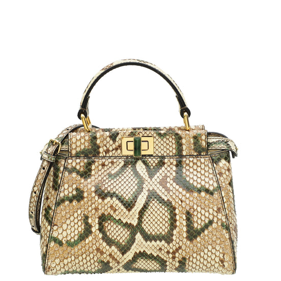 Fendi Beige Python Peekaboo Mini Bag