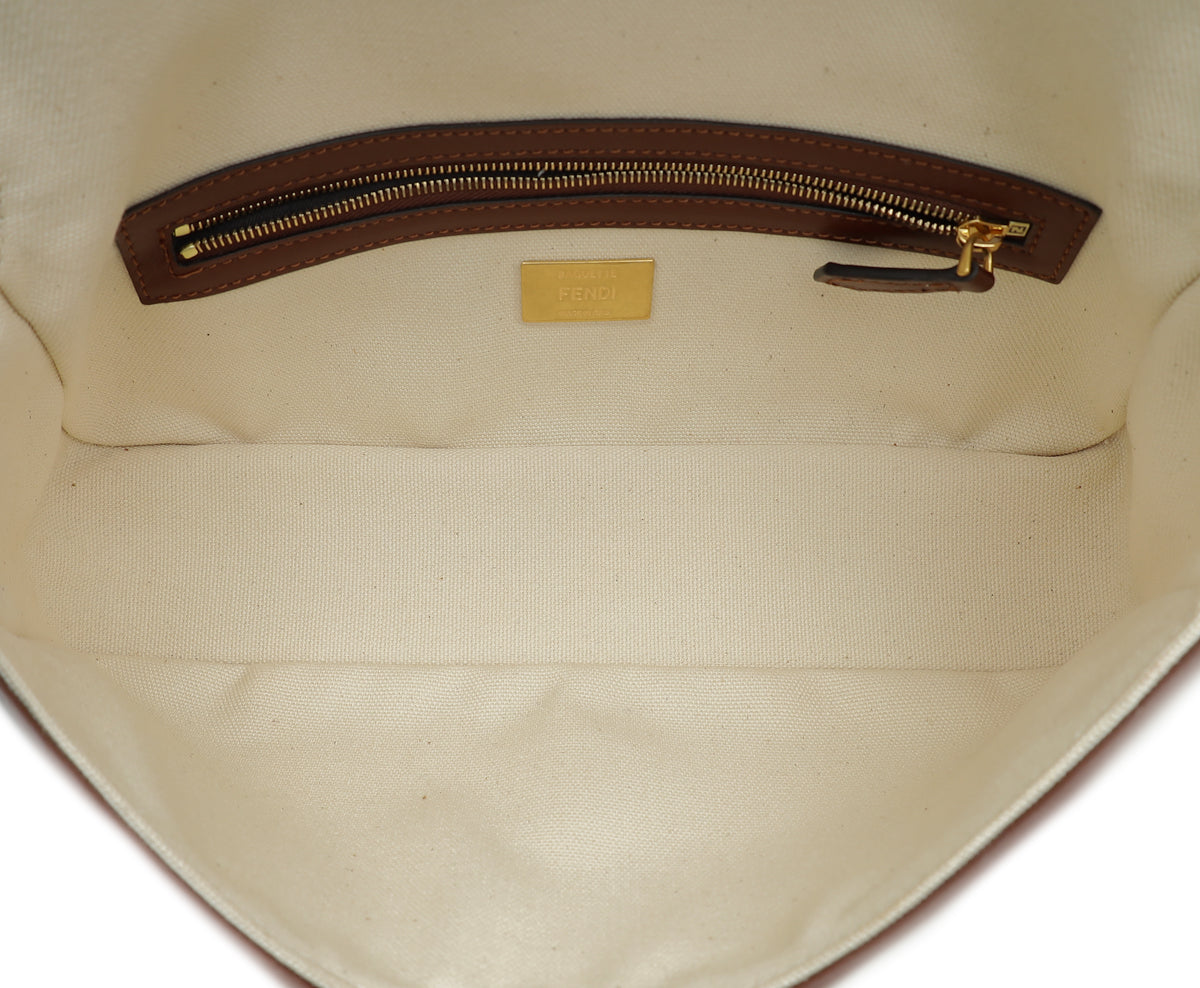 Fendi Multicolor FF Embroidery Baguette Medium Bag