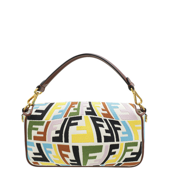 Fendi Multicolor FF Embroidery Baguette Medium Bag