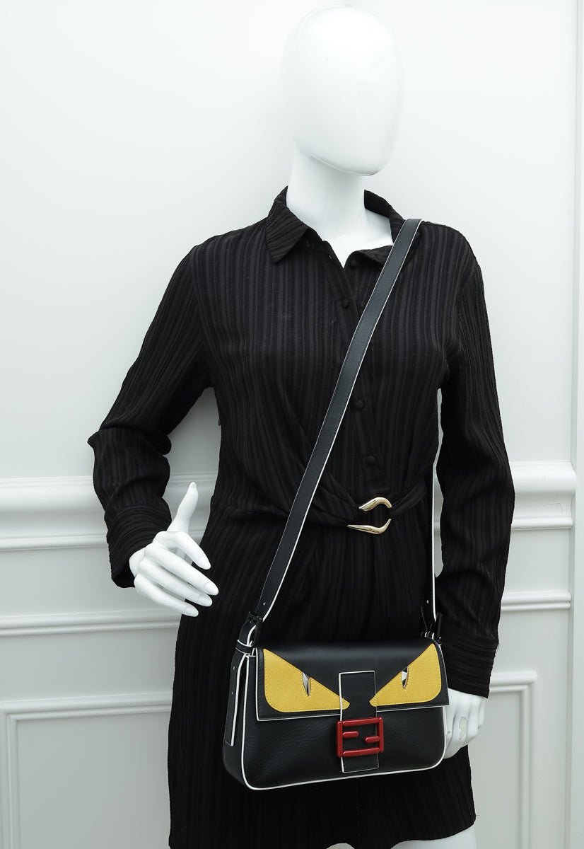 Fendi Bicolor Monster Eyes Baguette Flap Crossbody Bag THE CLOSET fendi-bicolor-monster-eyes-baguette-flap-crossbody-bag-the-closet