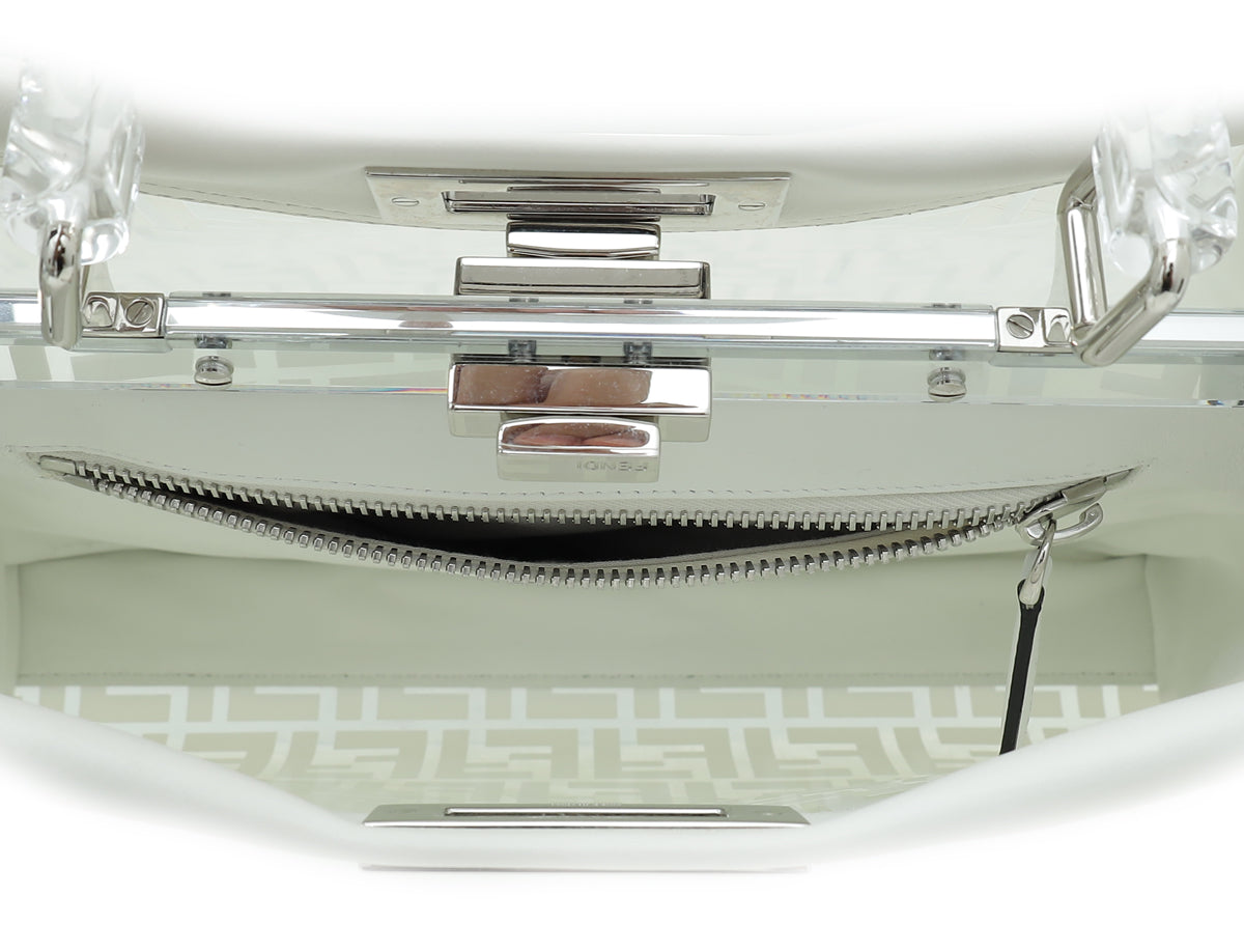 Fendi White Peekaboo FF Zucca Clear PVC Perspex Regular Handle Bag