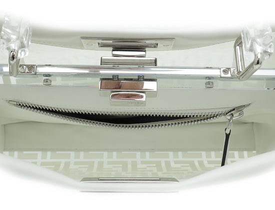 Fendi White Peekaboo FF Zucca Clear PVC Perspex Regular Handle Bag