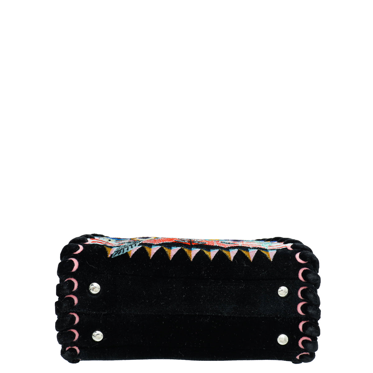 Fendi Black Multicolor Velvet Peekaboo Embroidered Mini Bag