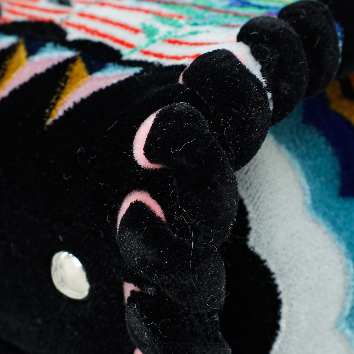 Fendi Black Multicolor Velvet Peekaboo Embroidered Mini Bag
