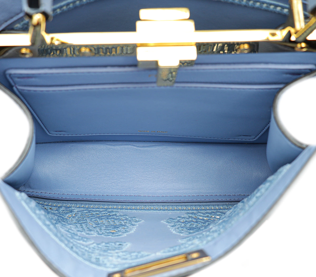 Fendi Blue Peekaboo ISEEU Embroidered Small Bag