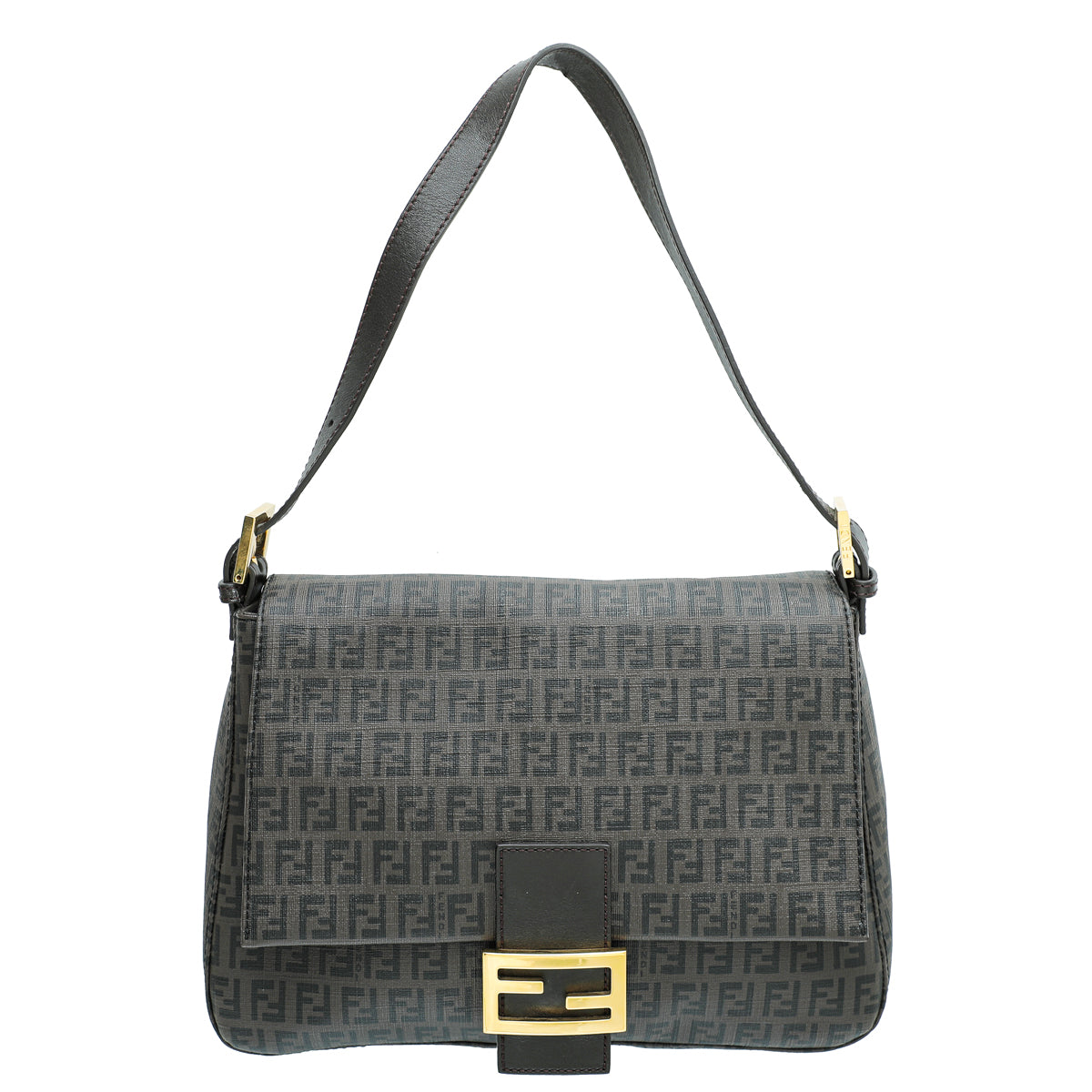 Fendi Chocolate Brown Zucchino Spalmati Mama Baguette Bag-Fendi-THE CLOSET