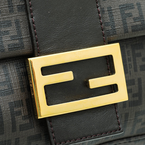 Fendi Chocolate Brown Zucchino Spalmati Mama Baguette Bag