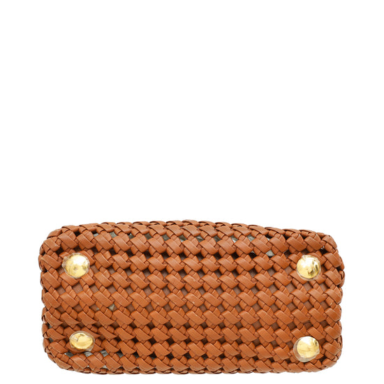 Fendi Brown Peekaboo Mini Woven Interlace Bag