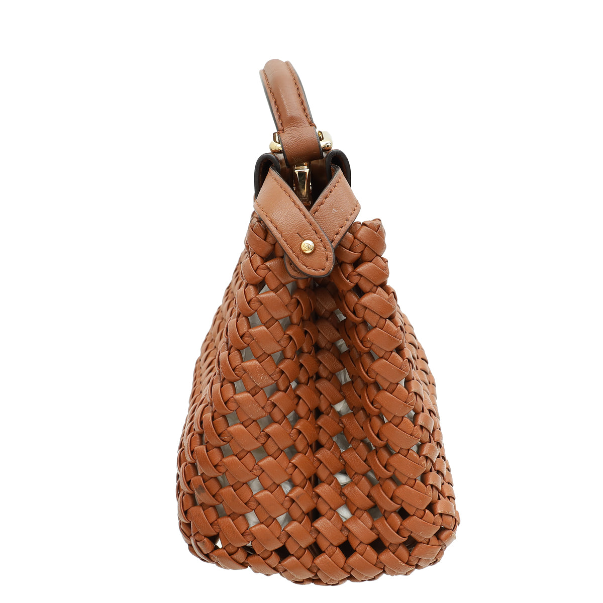 Fendi Brown Peekaboo Mini Woven Interlace Bag