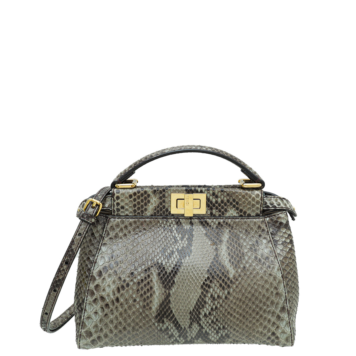 Fendi Asphalt Grey Python Peekaboo Mini Bag-Fendi-THE CLOSET