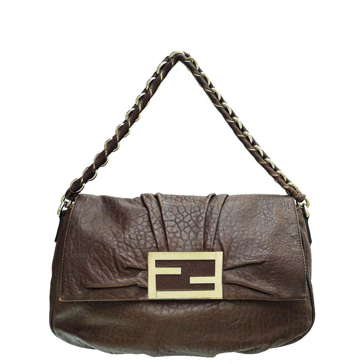 Fendi Brown Suppple Mia Flap Bag