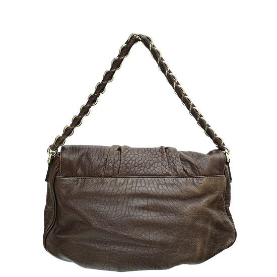 Fendi Brown Suppple Mia Flap Bag