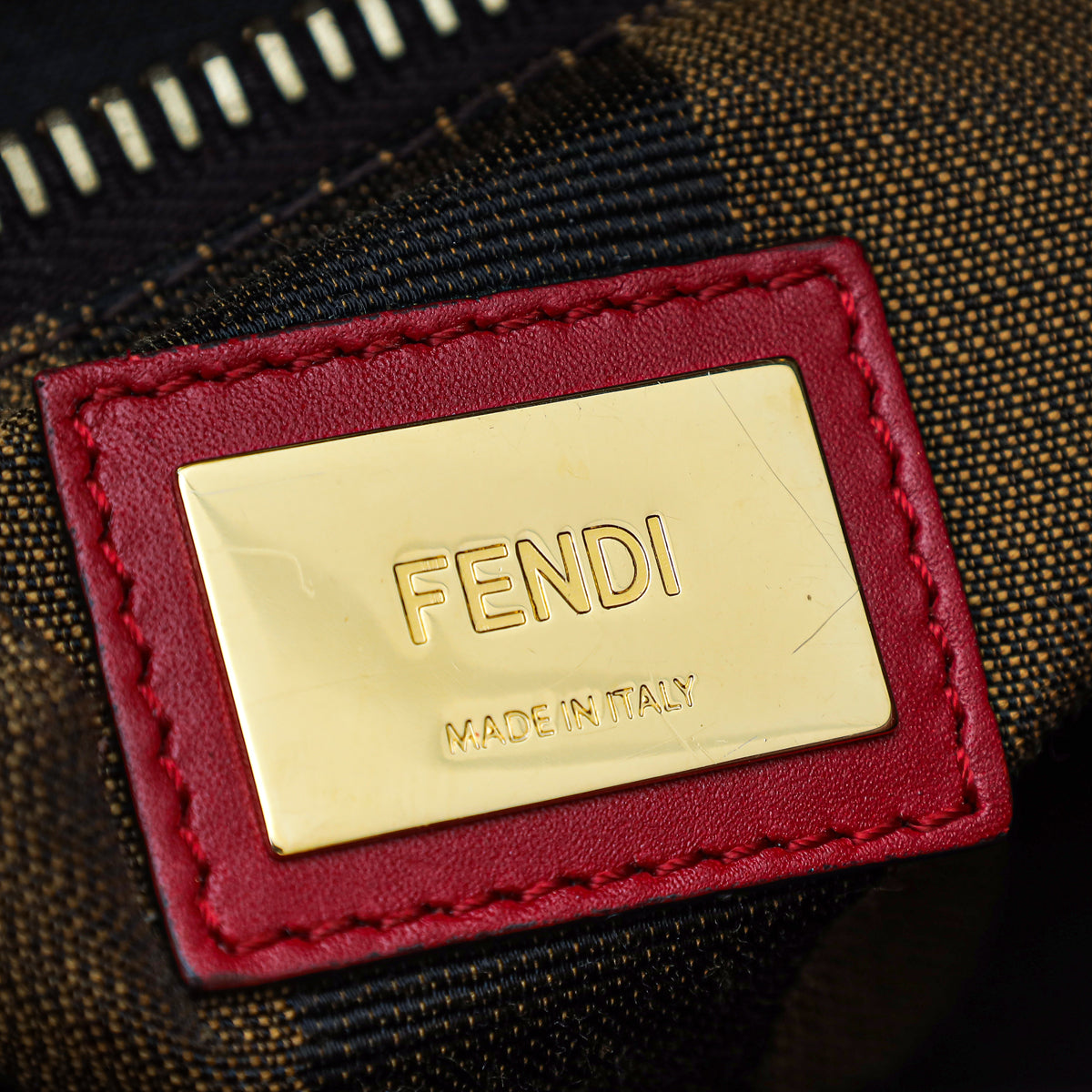 Fendi Red Iconic Peekaboo Regular Bag W /Pequin Lining