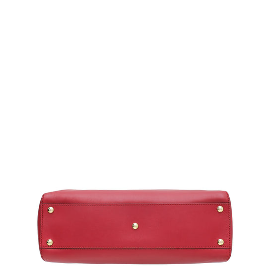 Fendi Red Iconic Peekaboo Regular Bag W /Pequin Lining