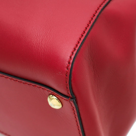 Fendi Red Iconic Peekaboo Regular Bag W /Pequin Lining