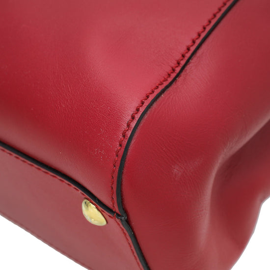 Fendi Red Iconic Peekaboo Regular Bag W /Pequin Lining
