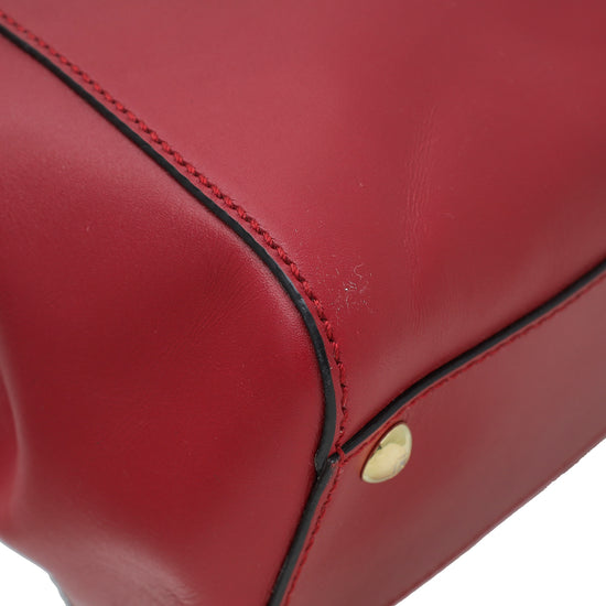 Fendi Red Iconic Peekaboo Regular Bag W /Pequin Lining