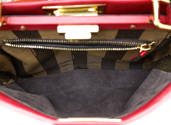 Fendi Red Iconic Peekaboo Regular Bag W /Pequin Lining