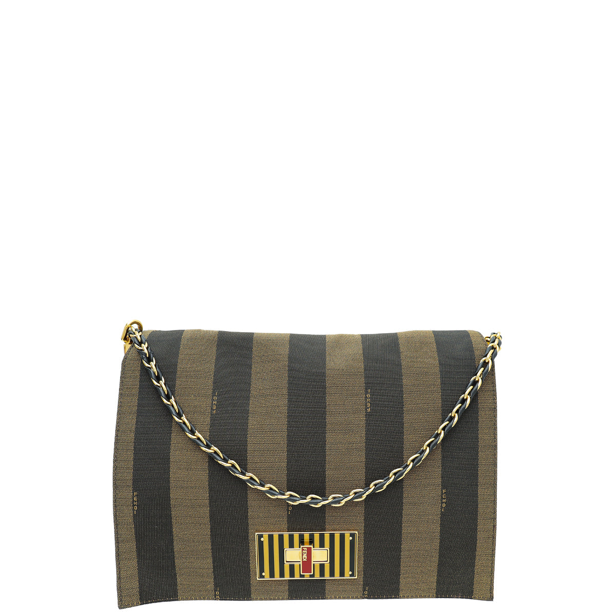 Fendi Tobacco Pequin Claudia Large Bag-Fendi-THE CLOSET