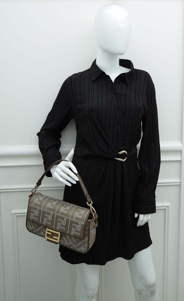 Shoulder & Crossbody Bags  Fendi Womens Brown Houndstooth Wool Bag With Ff  Embroidery > All Philippines
