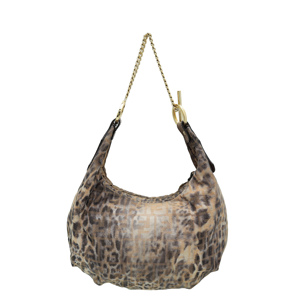 Fendi Bicolor Zucca Leopard Print Chef Chain Hobo Bag-Fendi-THE CLOSET