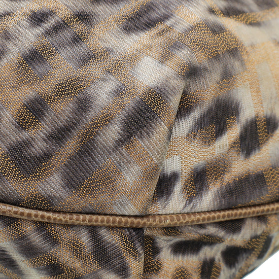 Fendi Bicolor Zucca Leopard Print Chef Chain Hobo Bag