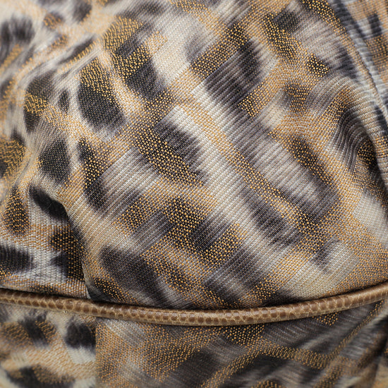 Fendi Bicolor Zucca Leopard Print Chef Chain Hobo Bag