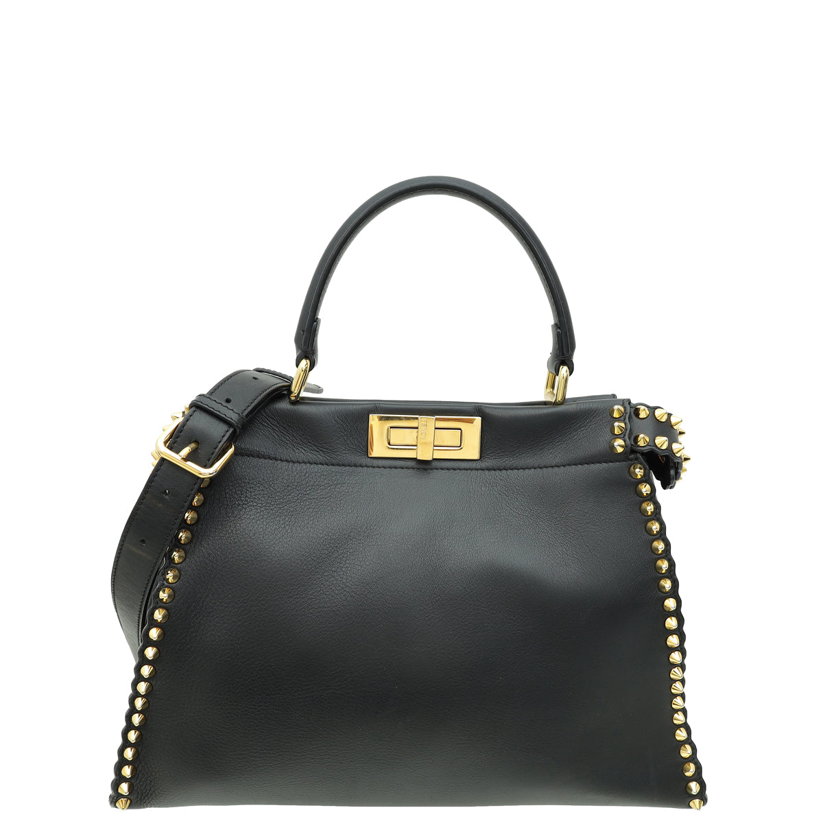 Fendi Black Peekaboo Regular Studded Bag