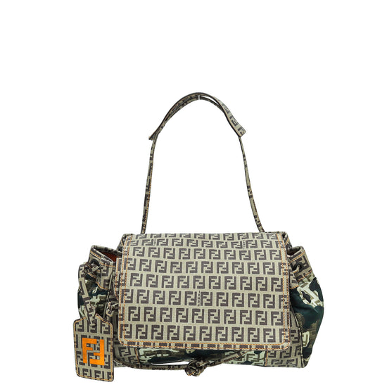 Fendi Multicolor Zucchino Camouflage Flap Bag