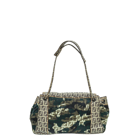 Fendi Multicolor Zucchino Camouflage Flap Bag